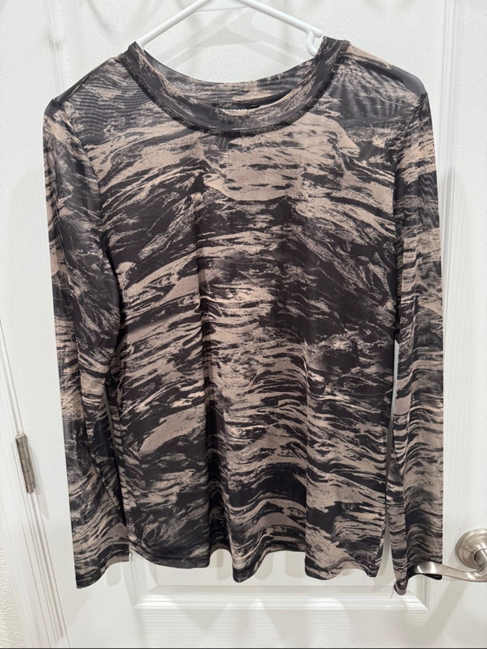 Liverpool Black and Tan Marble-Print Long Sleeve Tee